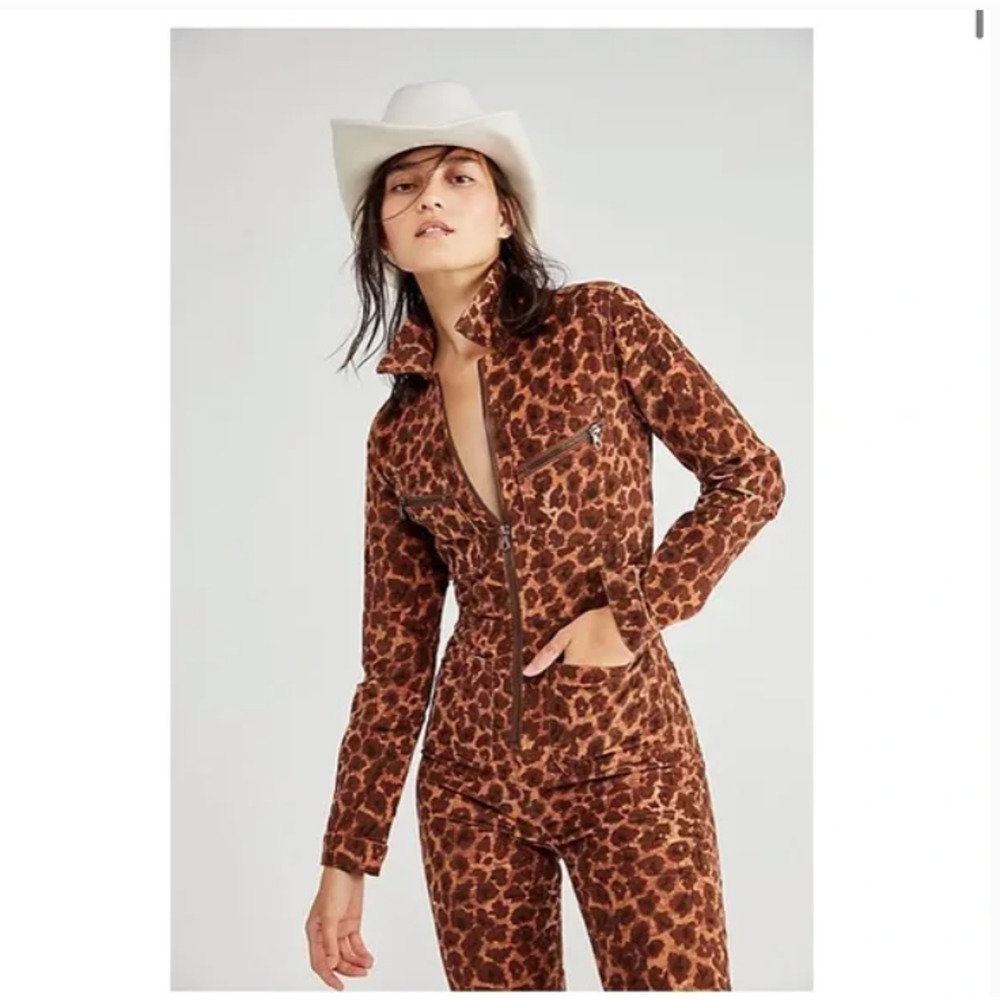 Free People Printed Cord Lennox Jumpsuit S NEW